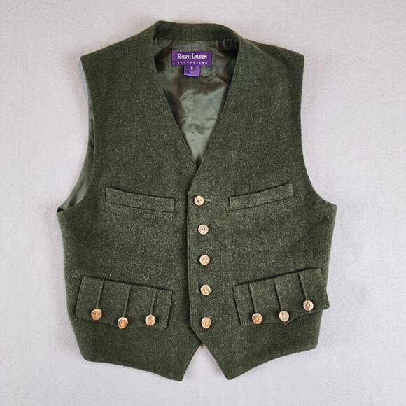 Ralph Lauren Collection Purple Label Vtg Wool Cashmere Military Inspired Vest 6 - Picture 2 of 15